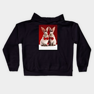 Adorable Rabbits in Red Bows - Cute Animal Print for Bunny Lovers Kids Hoodie